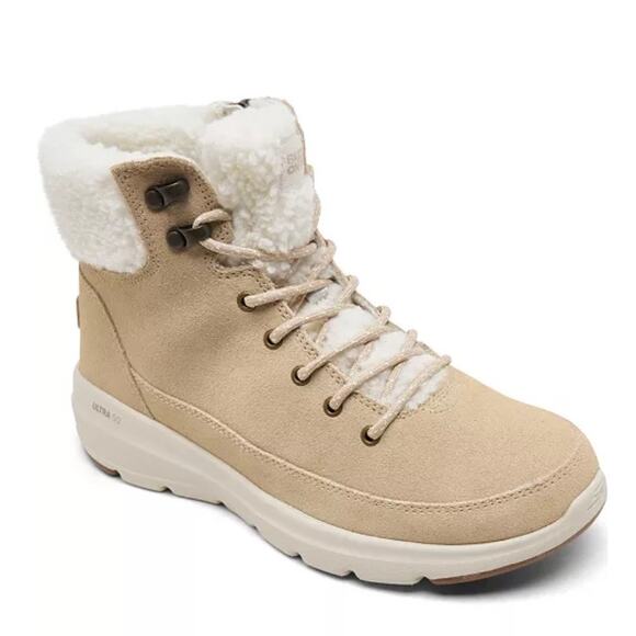 NWT Skechers on the go Glacial ultra hiker leather boot US size 8.5 lace up - Picture 1 of 11